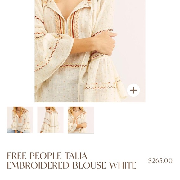 NWT - FREE PEOPLE - Talia Embroidered Blouse - Picture 3 of 12